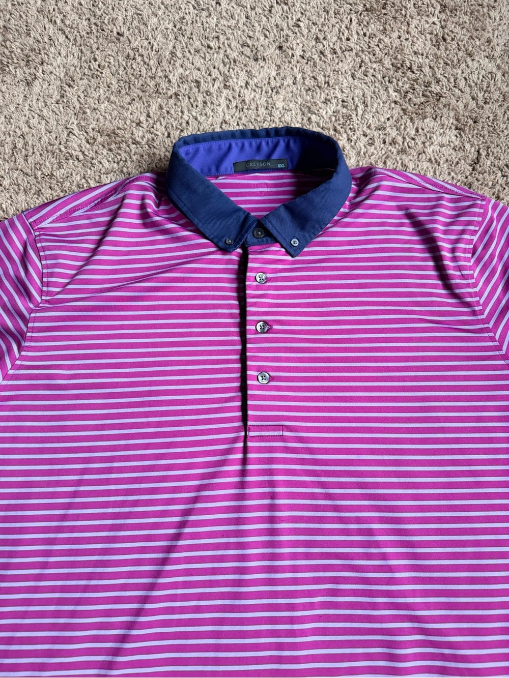 Greyson Golf Polo Shirt Purple XXL Stripes